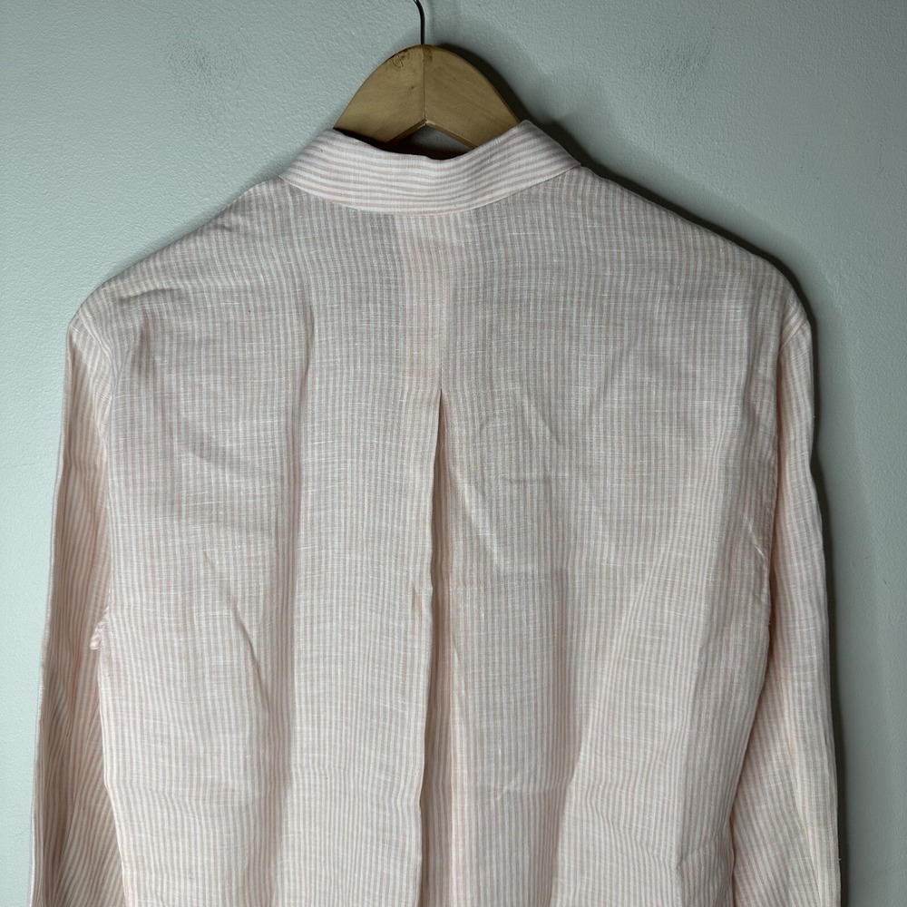 Lafayette 148 Womens Linen Blush Pin Stripe Long Sleeve Button Up Top Blouse 2P - Picture 7 of 10